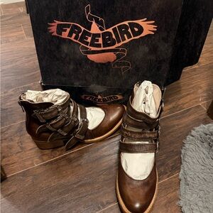 Freebird Dark Brown Multi-Strap Boots